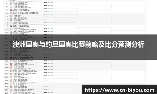 澳洲国奥与约旦国奥比赛前瞻及比分预测分析